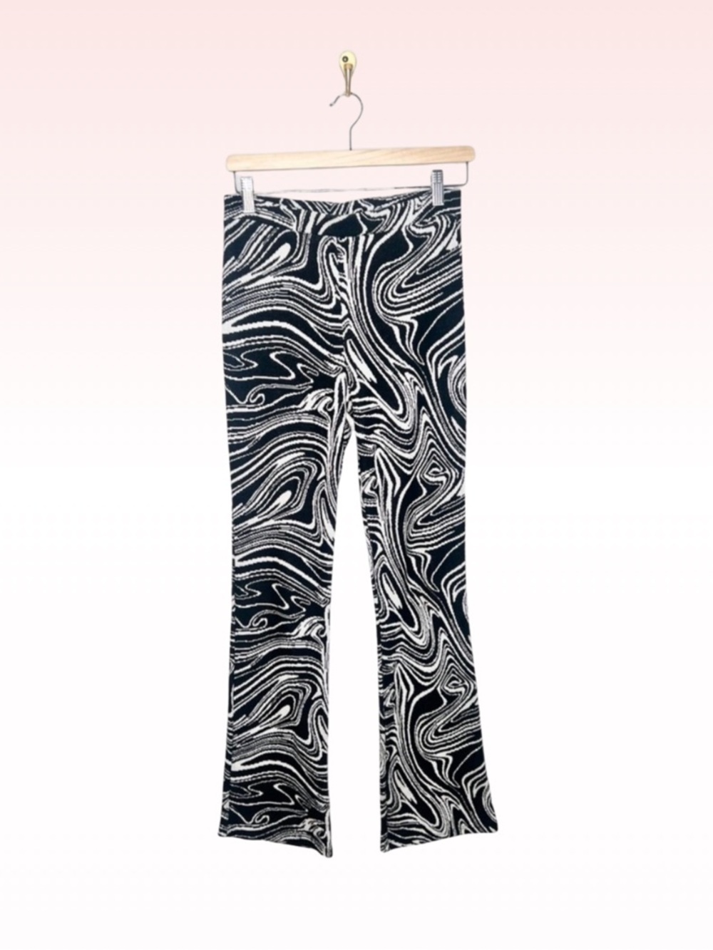 ZARA Black & White Psychedelic Wave Print Pants (Sz M)